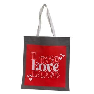 New Upcycled Hand Printed Love Love Love Valentine Hearts Shopper Tote Bag